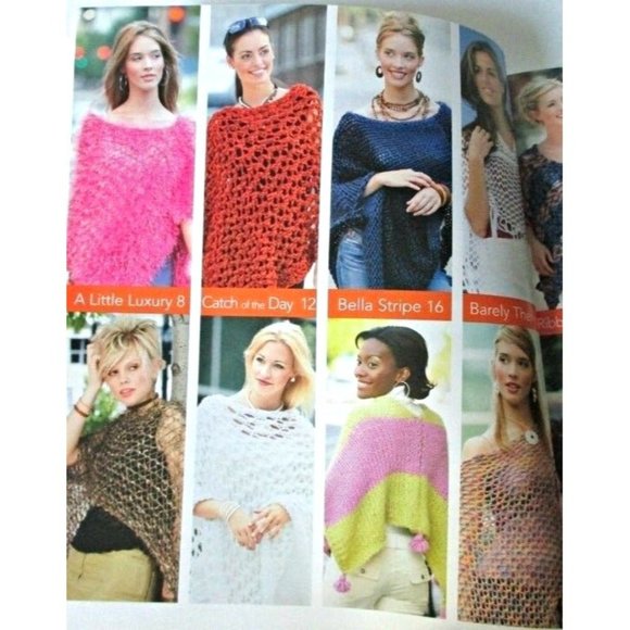 Leisure Arts Option Knitting Book - Ponchos Same Pattern 2 Different Yarns - Picture 4 of 4